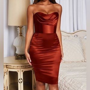 Oh Polly Bustier Corset Midi Dress
